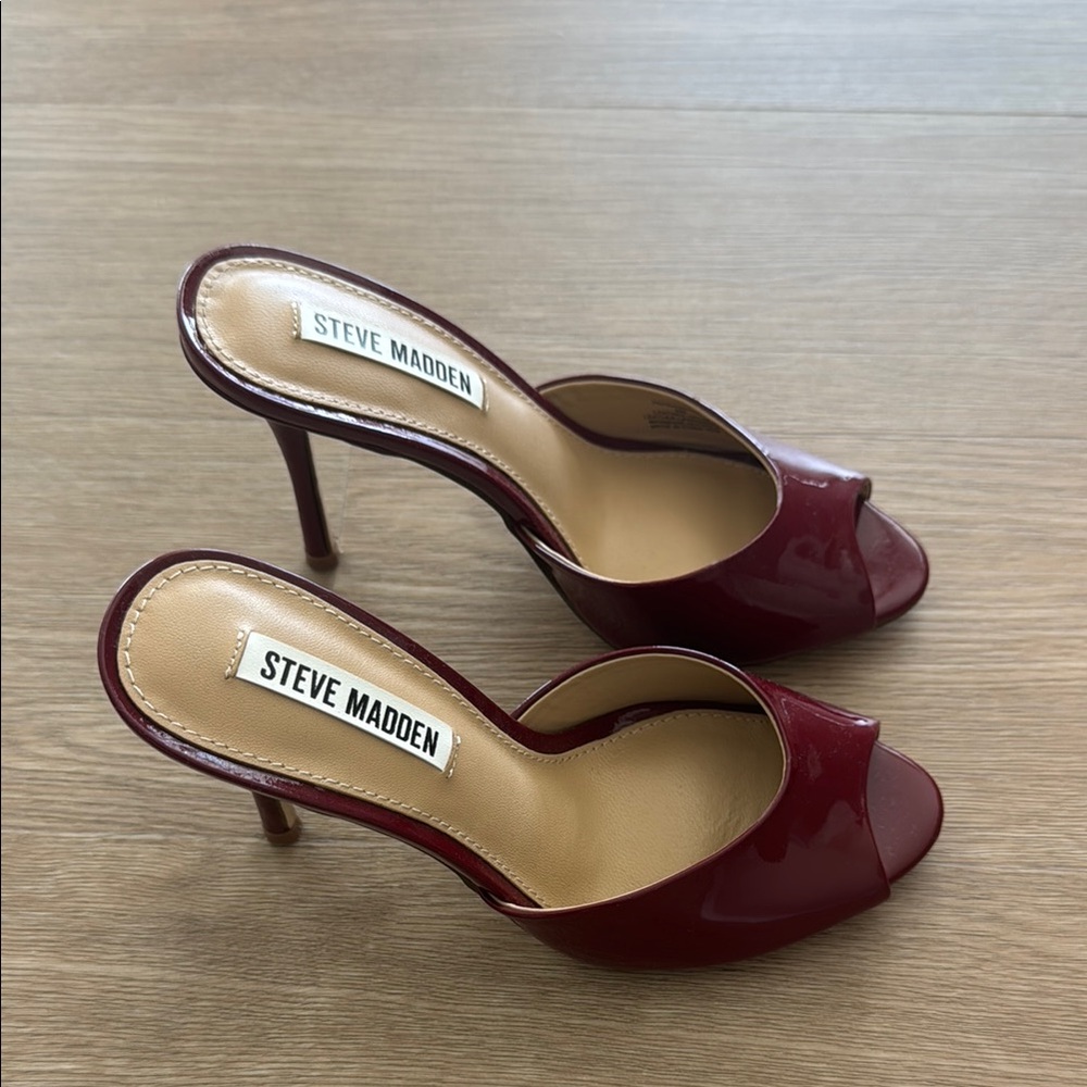Steve Madden Wine Peep Toe Heels - Picture 2 of 3